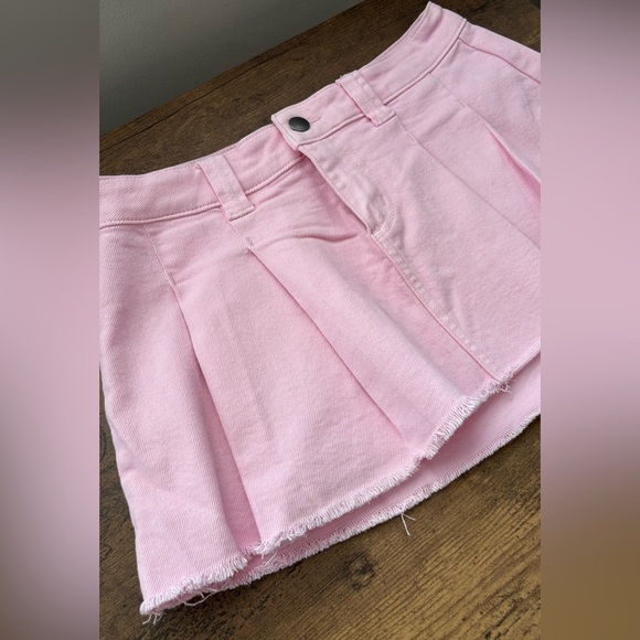Fashion Nova Light Pink Denim Pleated Skirt - Picture 3 of 9